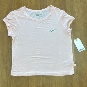 Roxy Pink Crop Fitted T-Shirt with Short Sleeves